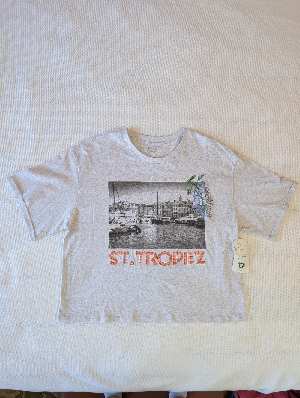 NWT Organic Generation St Tropez Embroidered Cotton Tee